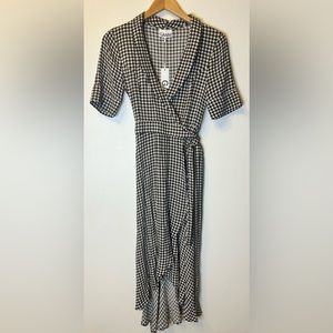 NWT..GANNI Check Gingham Print Wrap Dress Size 32